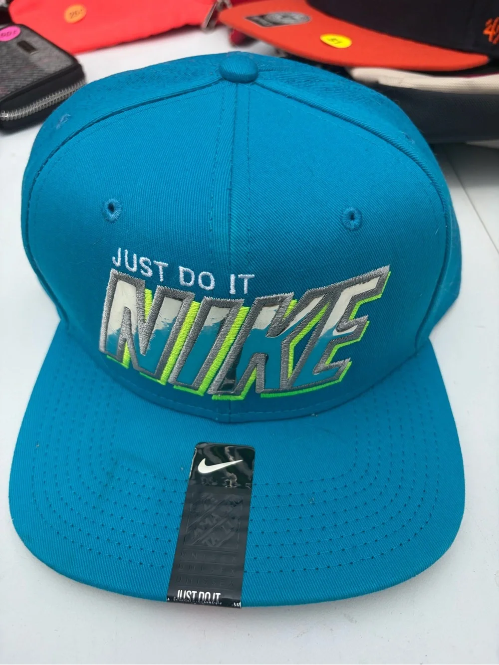 Nike Teal Flat-Brim Snapback with Neon Accents